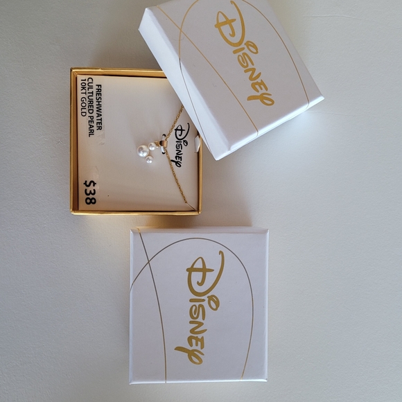 Disney Mickey Mouse 10kt Gold Freshwater Cultured Pearl Pendant, 16" + 2" Gold F - Picture 3 of 3